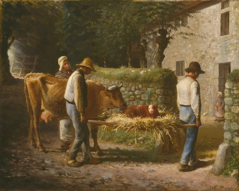 Çiftçilerin Çiftlikte Doğan Bir Buzağıyı Evlerine Götürmesi - Jean-François Millet