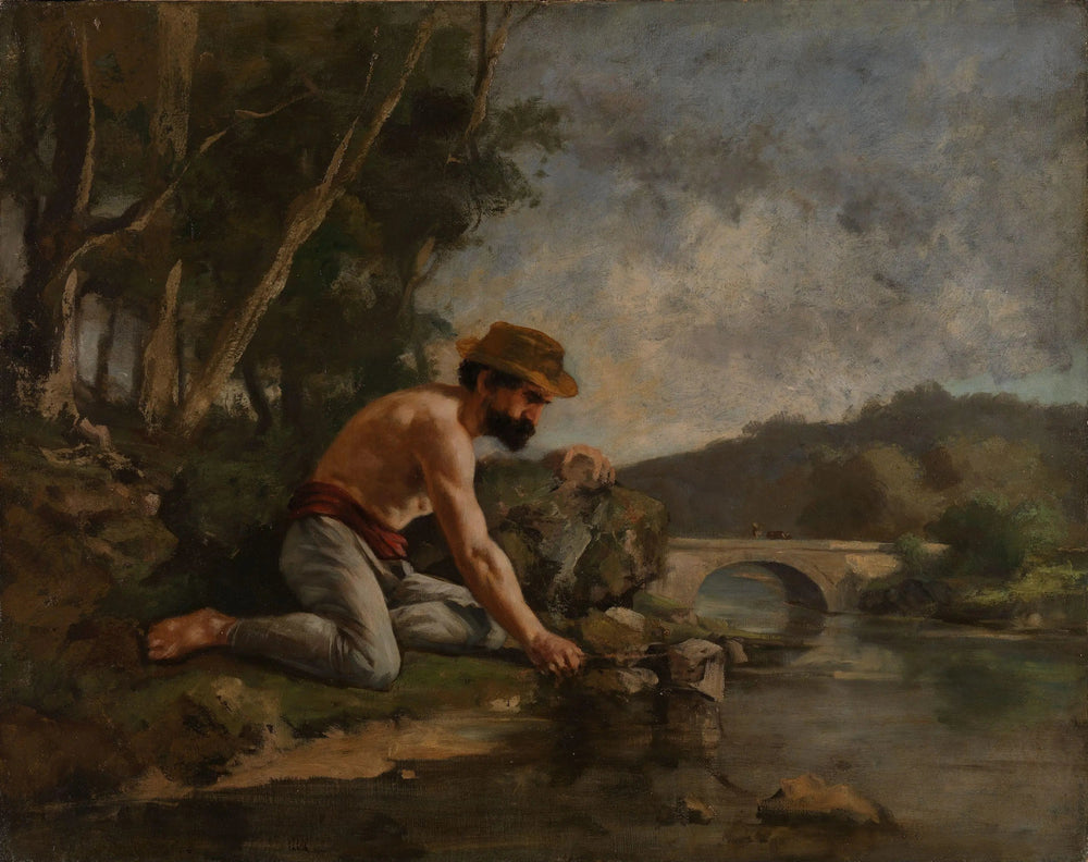 Pêcheur à la ligne - Gustave Courbet image 1 copie de tableau peinte à la main