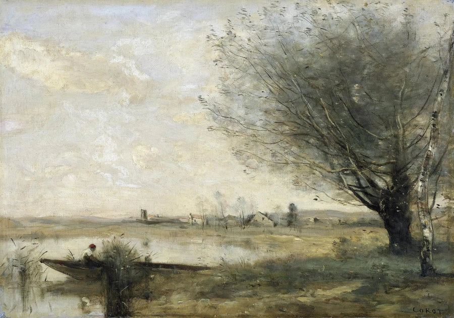 Sığda Bağlanmış Balıkçı - Jean-Baptiste Camille Corot