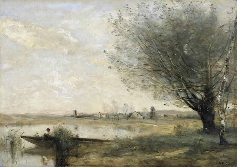 Sığda Bağlanmış Balıkçı - Jean-Baptiste Camille Corot