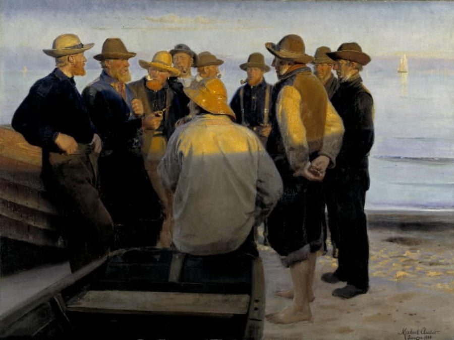 Deniz Kenarında Balıkçılar Yaz Akşamı - Michael Peter Ancher