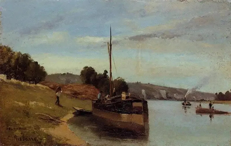 La Roche-Guyon Argenteuil'deki Péniches, Eğlence Fuarı - Camille Pissarro