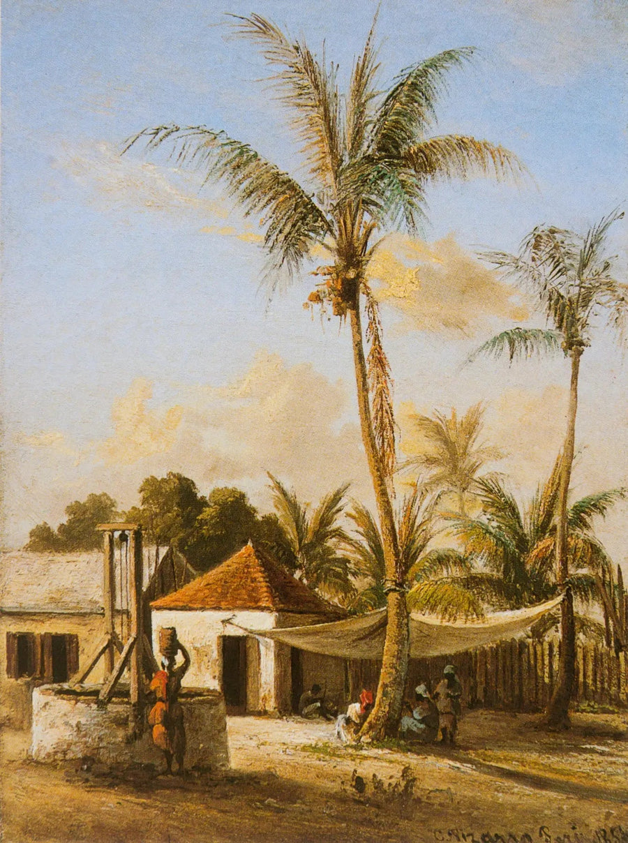 Bir kuyu yakınındaki köyde dinlenen karakter - Camille Pissarro