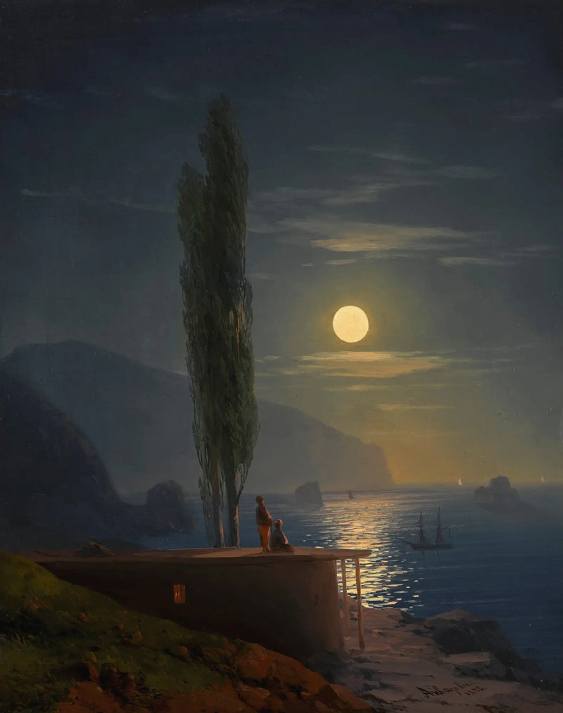 Ay Işığında Bir Sahildeki Figürler - Ivan Aïvazovski