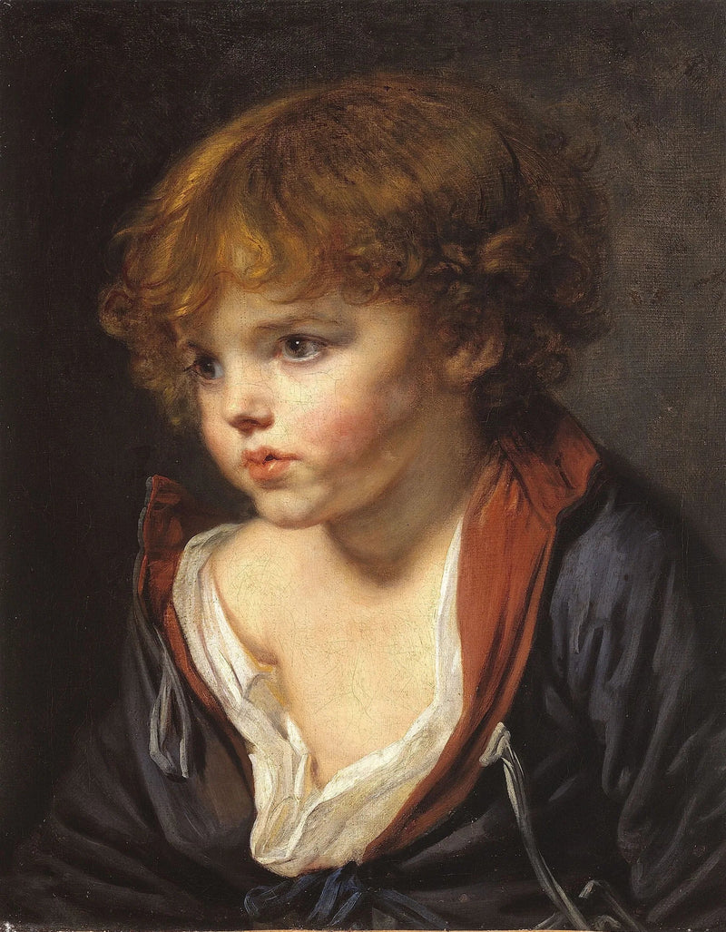 Açık gömlekli sarışın küçük çocuk - Jean-Baptiste Greuze