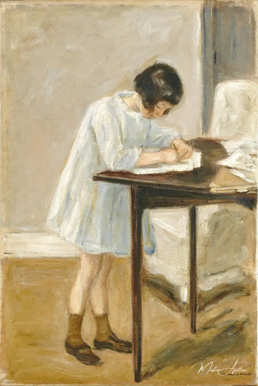 Petite-fille (fille debout qui écrit) - Max Liebermann - Reproductions de tableaux et peintures haut de gamme