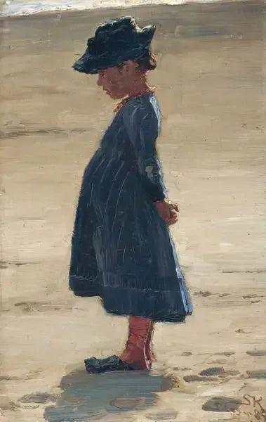 Skagens güney plajında ayakta duran küçük kız - Peder Severin Krøyer