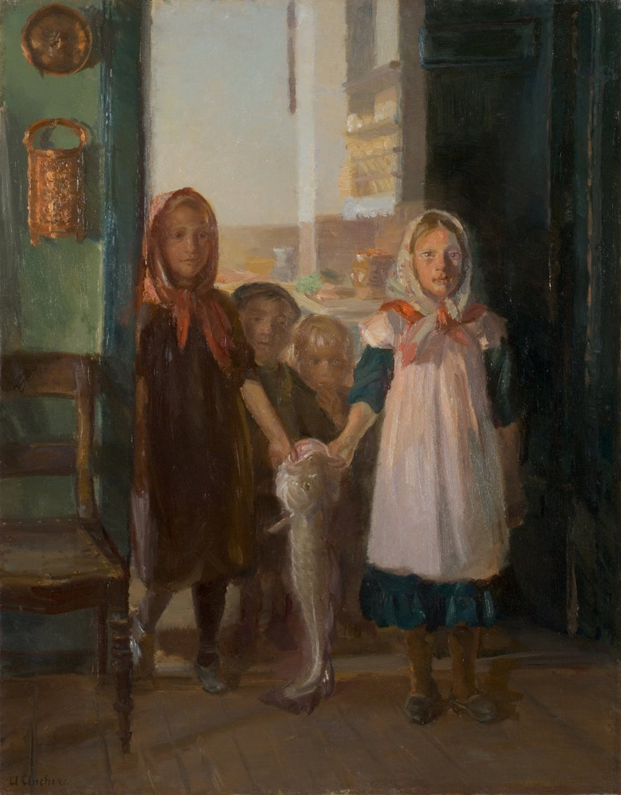 Küçük kızlar ve morina balığı - Anna Ancher