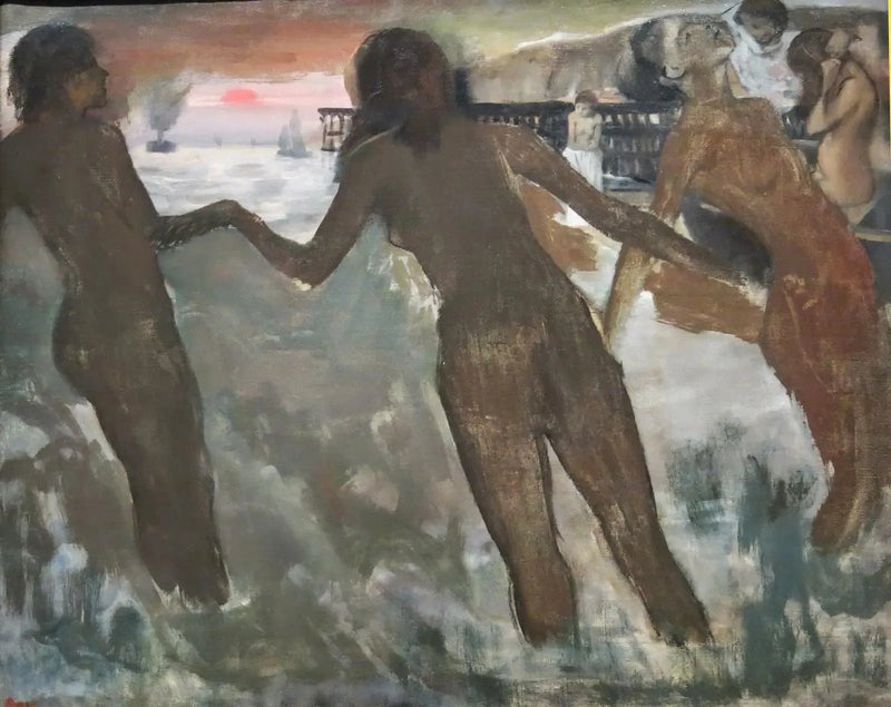 Akşam üzeri denizde yıkanan küçük köylü kadınlar - Edgar Degas