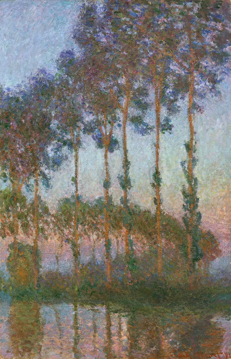 Epte kıyısında kavaklar, alacakaranlık - Claude Monet