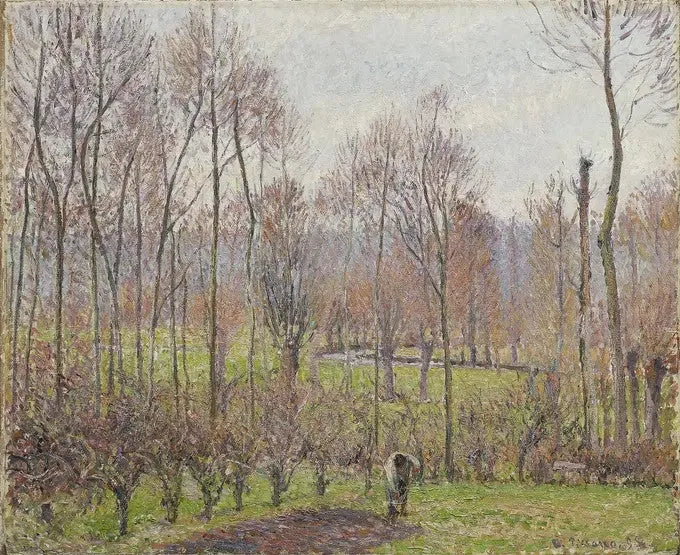 Poplarlar, gri hava, Éragny - Camille Pissarro