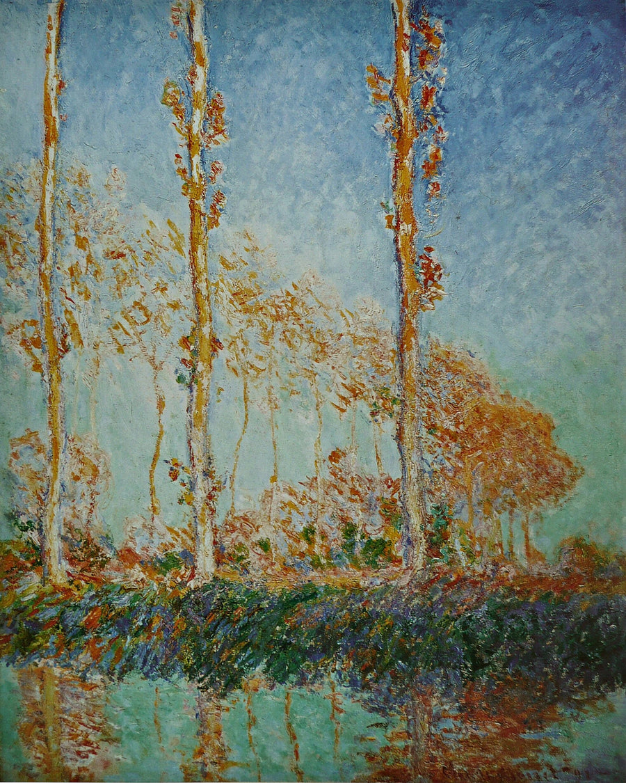 Kavaklar, üç pembe ağaç, sonbahar - Claude Monet