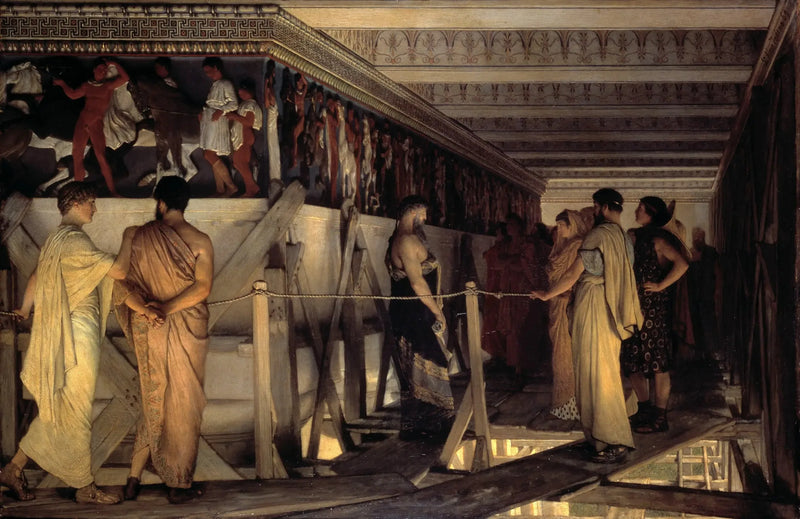 Phidias, arkadaşlarına Parthenon frizini gösteriyor - Lawrence Alma-Tadema