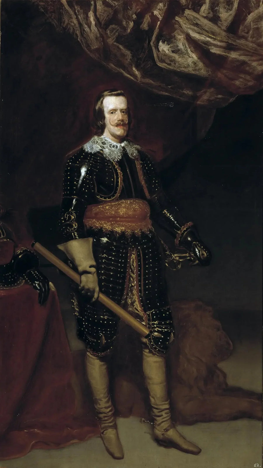 Philippe IV zırh içinde, ayaklarının yanında bir aslanla - Diego Velázquez