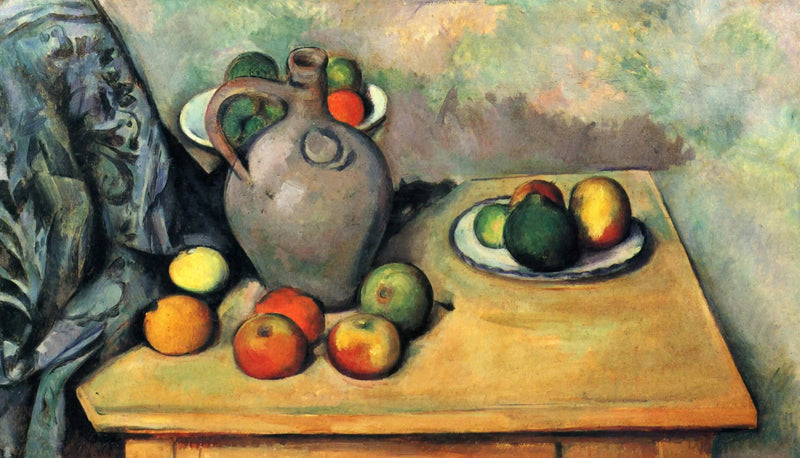 Bir masada sürahi ve meyveler - Paul Cézanne