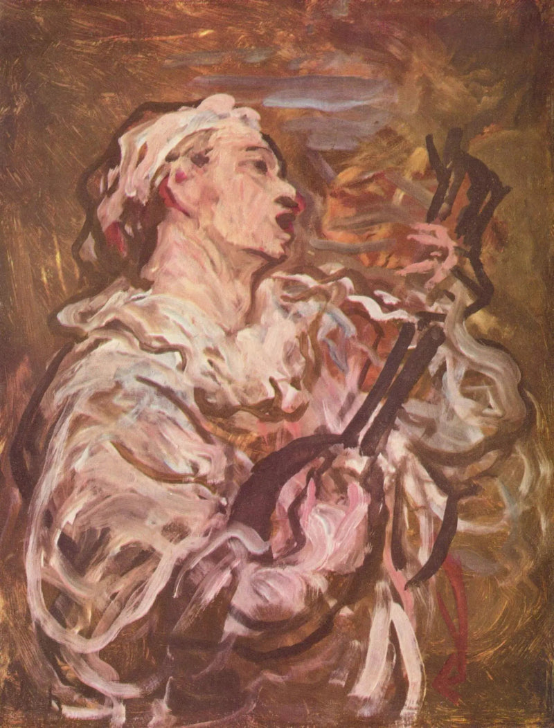 Pierrot mandolin çalıyor - Honore Daumier