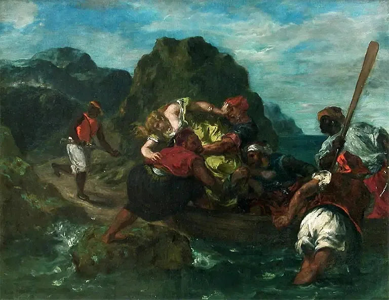 Afrikalı korsanlar bir genç kadını kaçırıyor - Eugène Delacroix