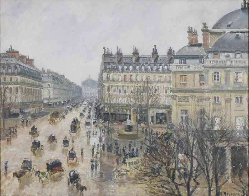 Fransız Tiyatrosu Meydanı: yağmur etkisi - Camille Pissarro