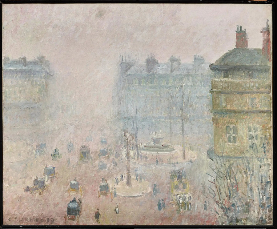 Théâtre-Français Meydanı ve Opera Caddesi, Sis - Camille Pissarro