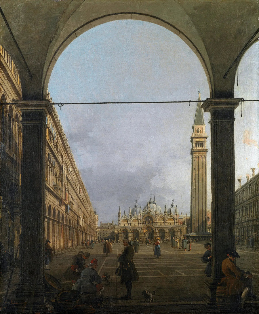 San Marco Meydanı doğuya doğru kuzeybatı köşesinden görünüm - Canaletto