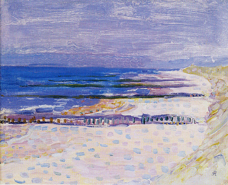 Reproduction du tableau « Plage à cinq jetées à Domburg - Piet Mondrian » par Alpha Reproduction en peinture à l’huile