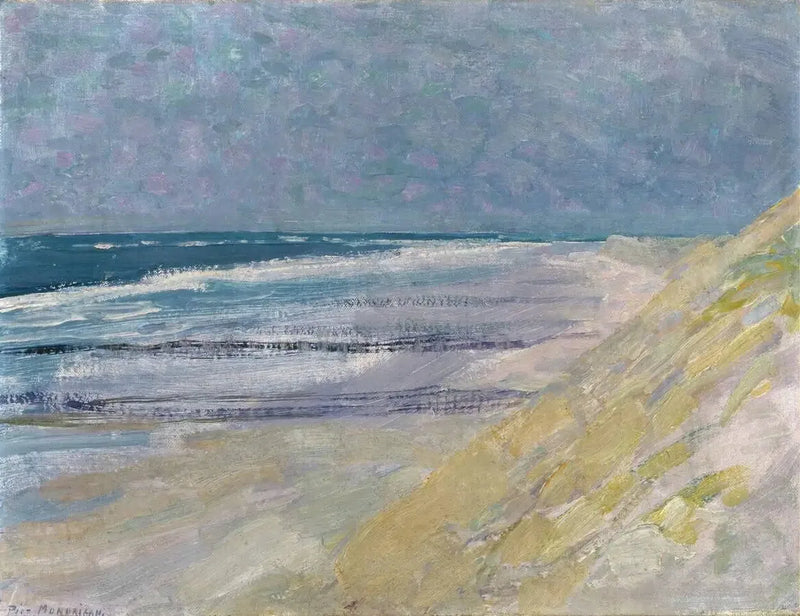 Domburg'da Üç veya Dört İskelenin Olduğu Plaj - Piet Mondrian