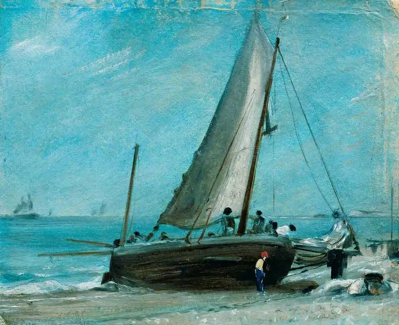 Brighton Plajı, balıkçı teknesi ve mürettebatıyla - John Constable