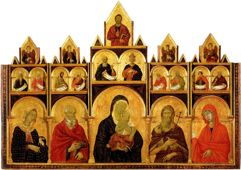 Meryem Ana ve Çocuk İsa ile Çokpanelli İkon - Duccio di Buoninsegna