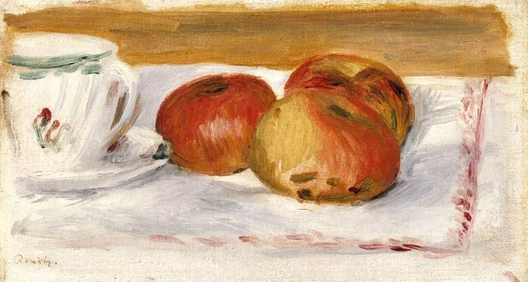 Elmalar ve çay fincanı - Pierre-Auguste Renoir