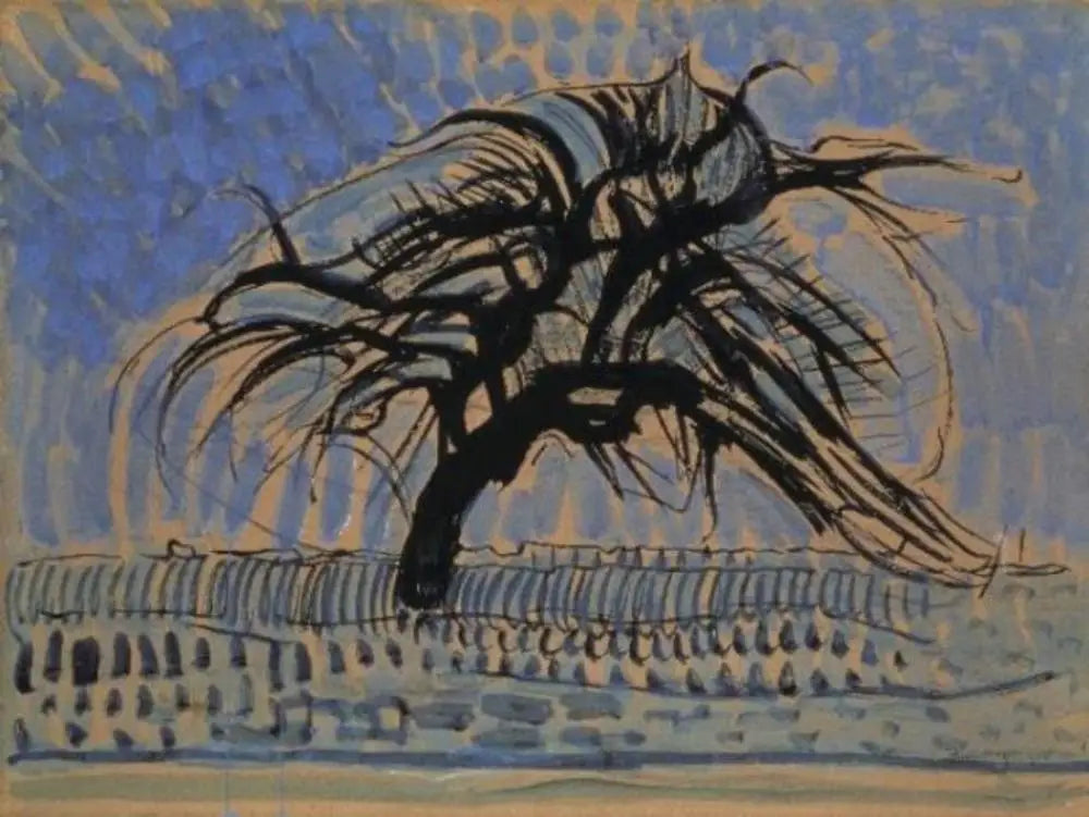 Reproduction du tableau « Pommier en bleu - Piet Mondrian » par Alpha Reproduction en peinture à l’huile
