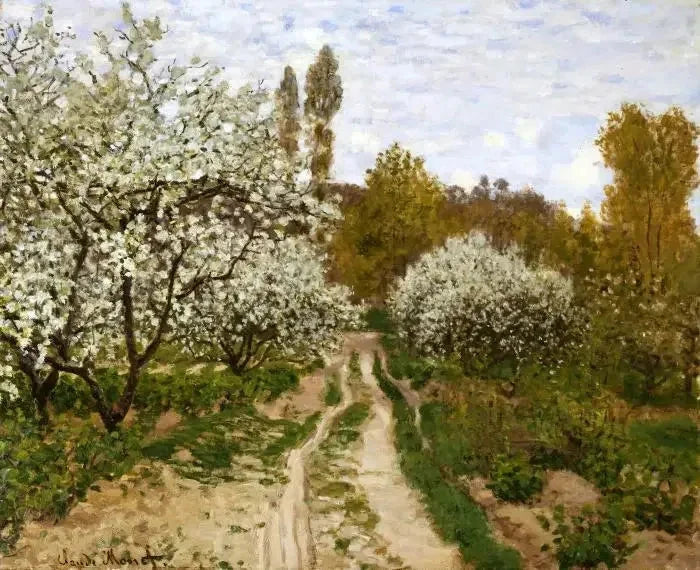Çiçek açan elma ağaçları W201 - Claude Monet