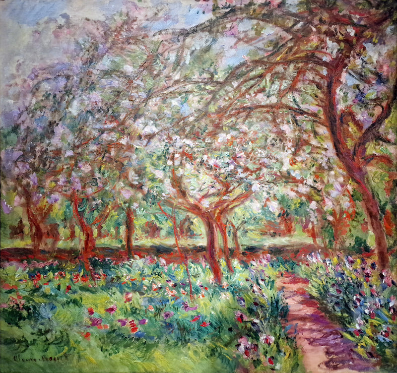 Giverny W1621'de elma ağaçları çiçek açıyor - Claude Monet