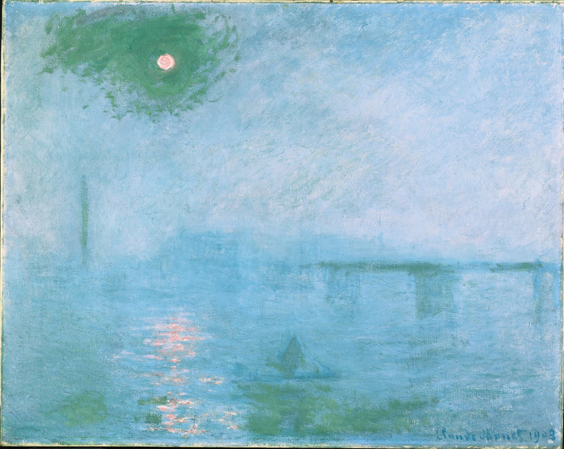 Charing Cross Köprüsü, Thames W1554'te sis - Claude Monet