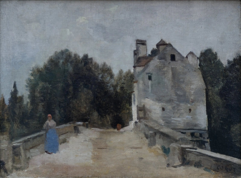 Mantes yakınlarında Köprü ve Değirmen - Jean-Baptiste Camille Corot