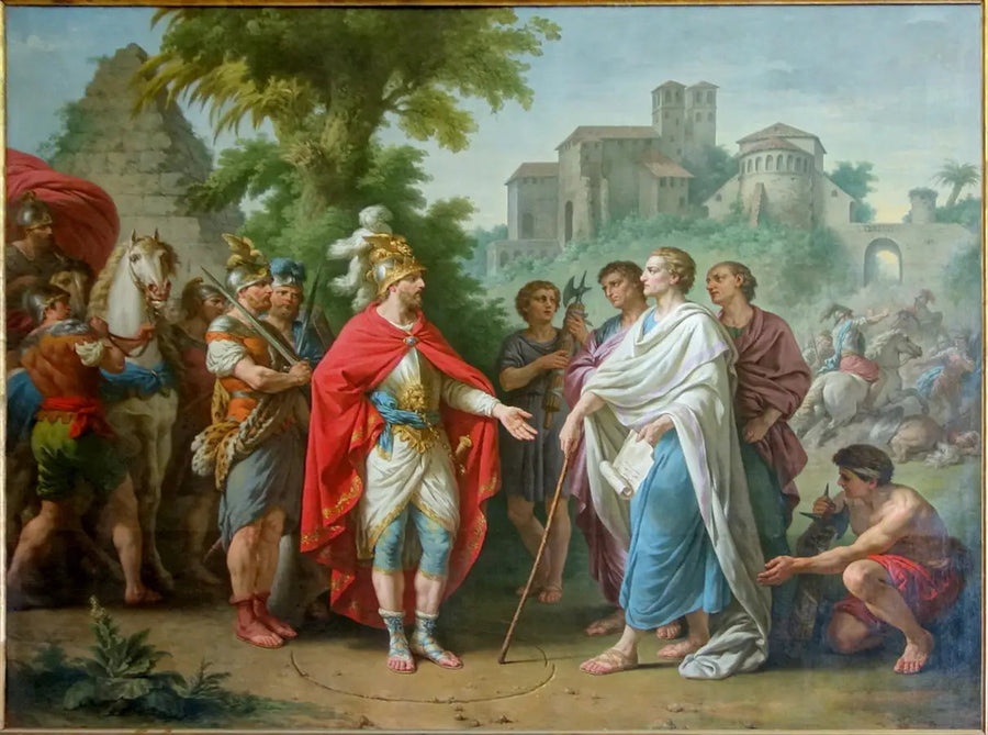 Popilius, Antakya Kralı Epifan'e elçi olarak gönderildi, Mısır'daki yıkımlarını durdurmak için - Louis Jean François Lagrenée