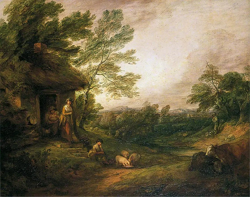 Köy Evi Kapısı, Kız ve Domuzlar ile - Thomas Gainsborough
