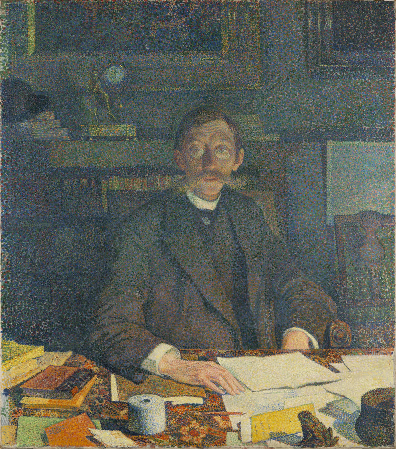 Saint-Josse-Ten-Noode'daki Moulin Sokağı'ndaki çalışma odasında Emile Verhaeren portresi - Théodore van Rysselberghe