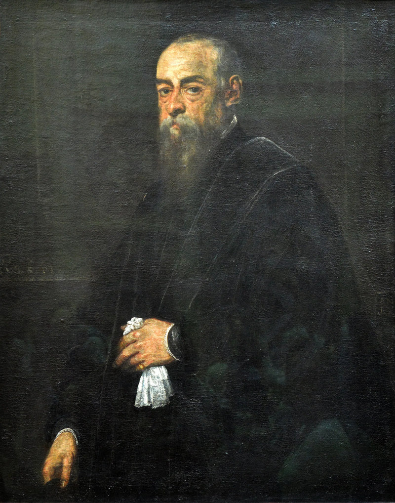 Yaşlı Adam Portresi Mendil Tutan - Jacopo Tintoretto