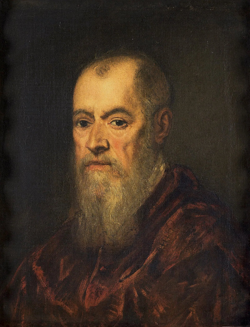 Kırmızı kabanlı adam portresi - Jacopo Tintoretto