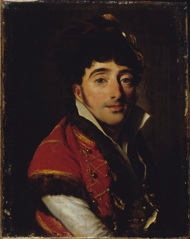 Kırmızı kürklü ceket giymiş bir aktör portresi - Louis-Léopold Boilly