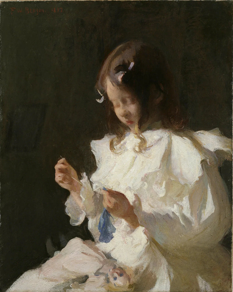 Bir Çocuk Dikiş Yaparken Portresi - Frank Weston Benson