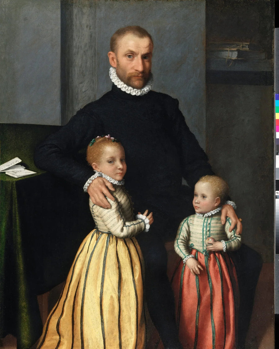 Bir Beyefendinin ve İki Çocuğunun Portresi - Giovanni Battista Moroni