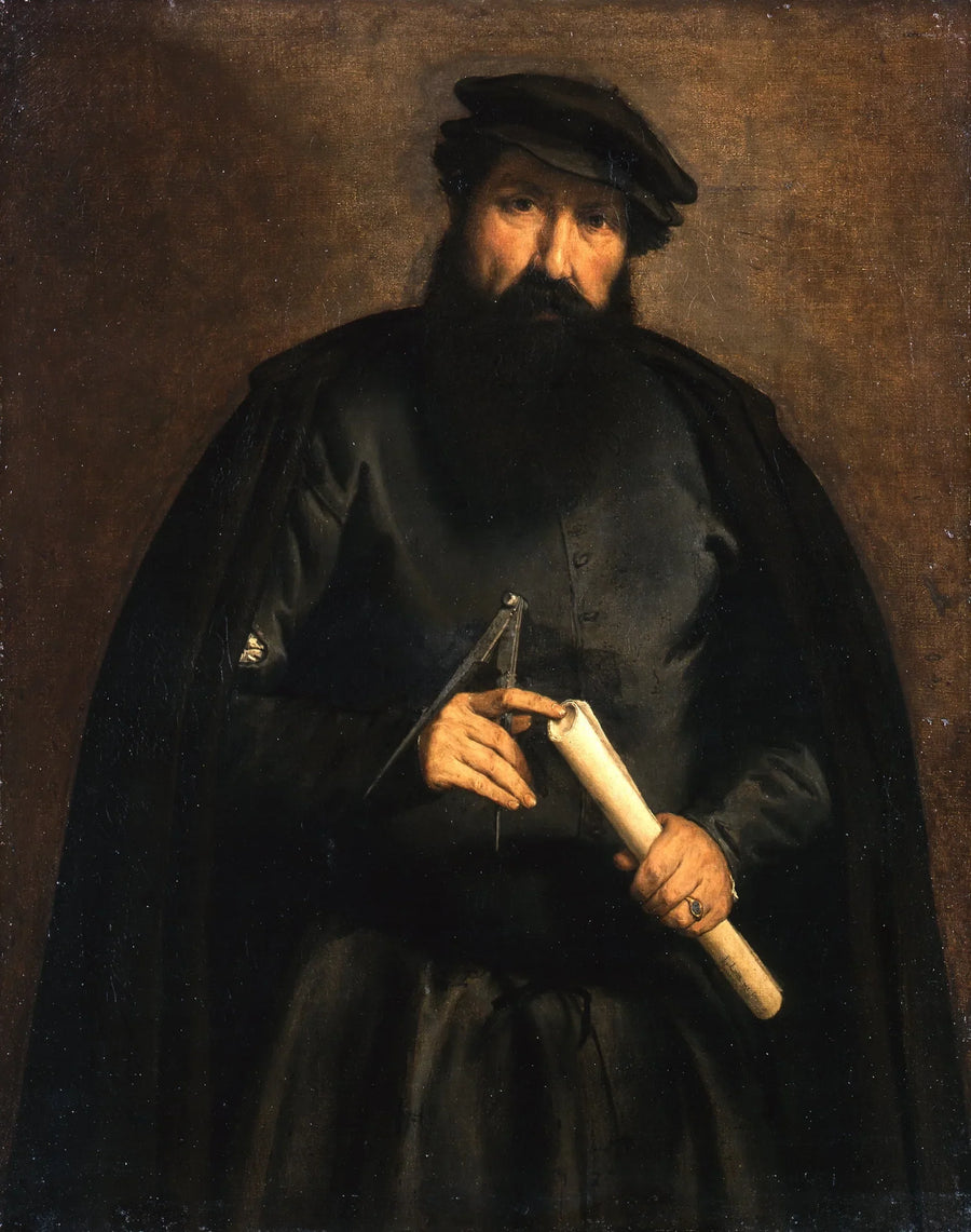 Lorenzo Lotto ile Bir Adamın Portresi, Bir Çember ve Bir Kağıt Rulosu