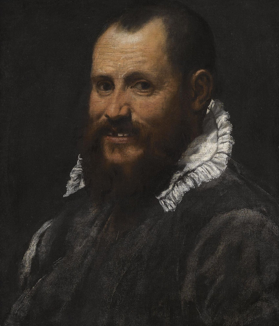 Bir erkeğin portresi, göğüs, beyaz gömlek yakasıyla - Annibale Carracci