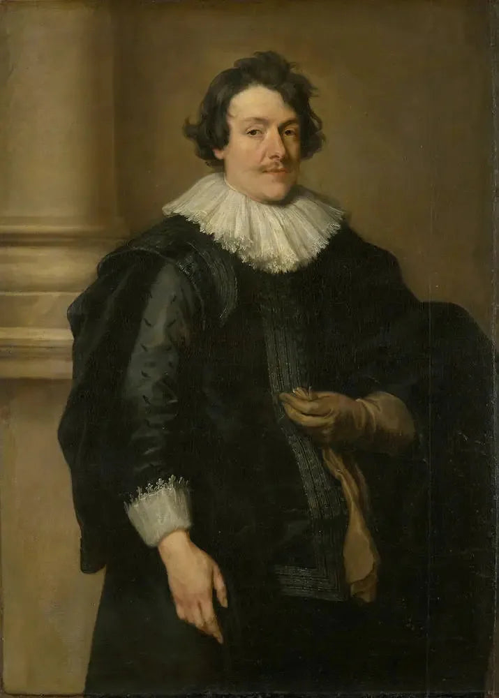 Siyah bir adam portresi önünde bir kolon - Antoine van Dyck