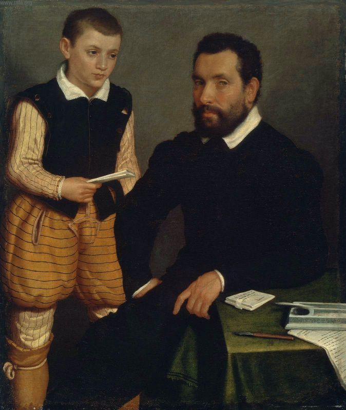 Bir Adam ve Bir Çocuk Portresi (Comte Alborghetti ve Oğulları) - Giovanni Battista Moroni