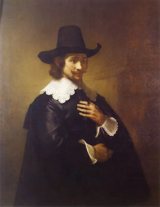 Geniş kenarlı şapka takan genç bir adamın portresi - Rembrandt