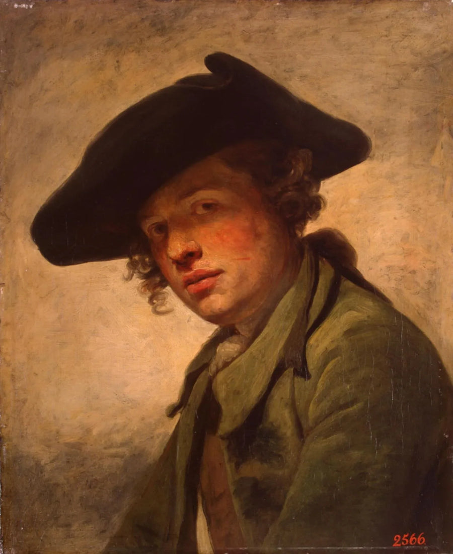 Şapka Takmış Genç Bir Adamın Portresi - Jean-Baptiste Greuze