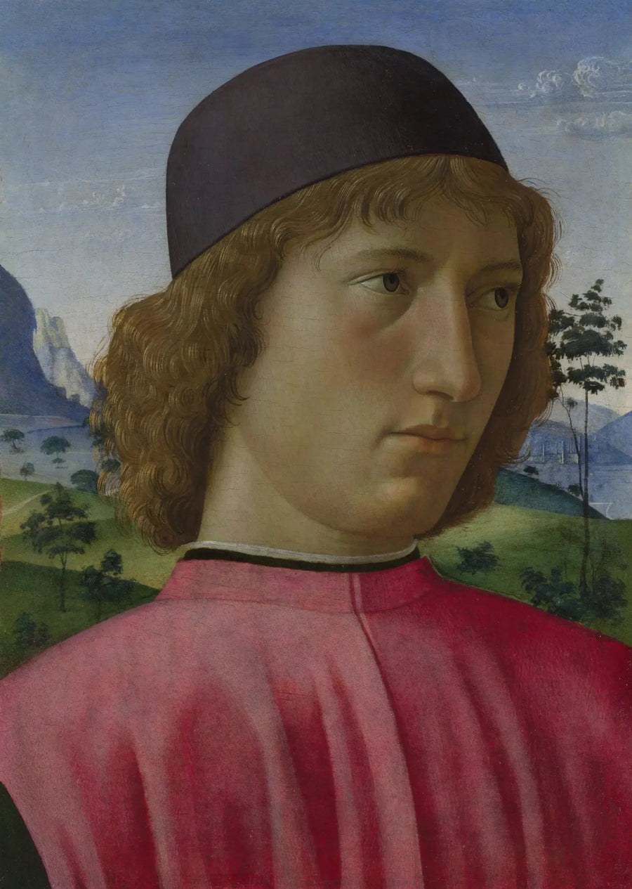 Kırmızı Giyimli Genç Adam Portresi - Domenico Ghirlandaio