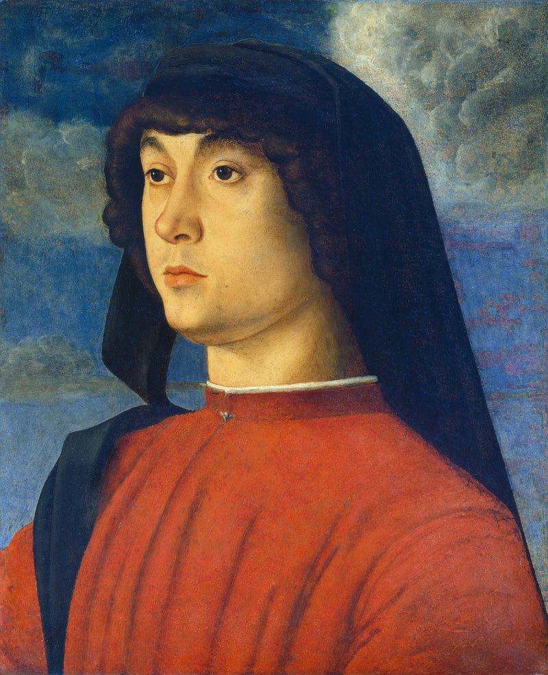 Kırmızı giyimli genç adam portresi - Giovanni Bellini